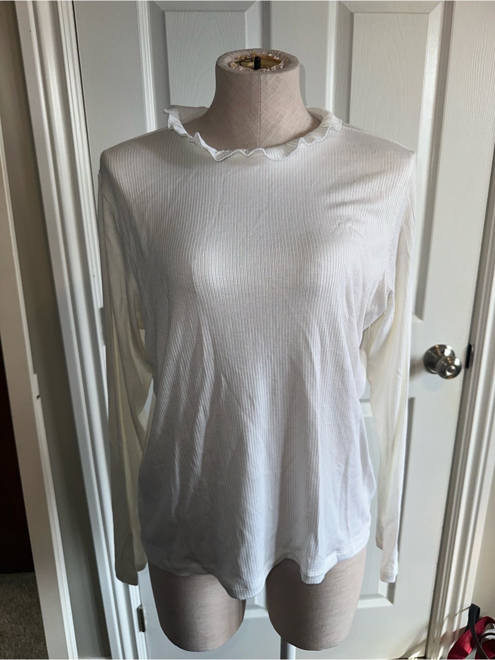 Smash + Tess White Ruffle Neck Claire Long-Sleeve Top